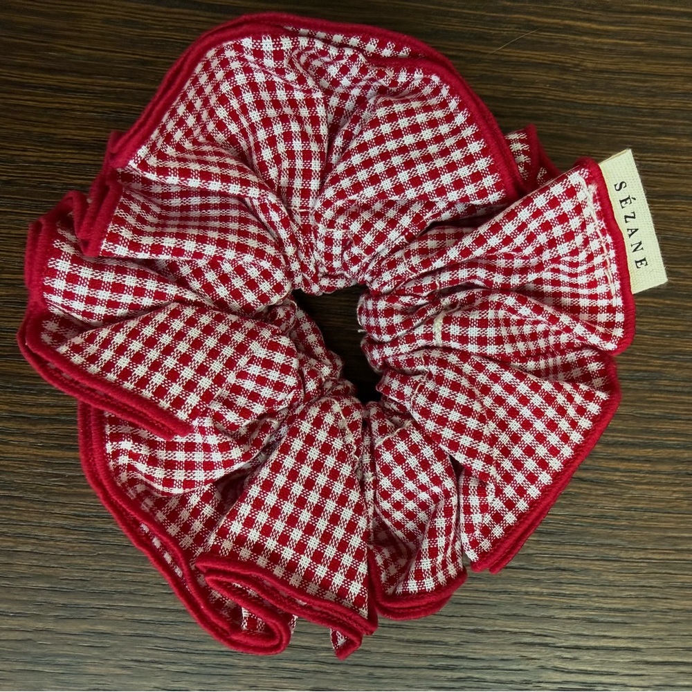 Sézane Red Gingham Scrunchie NWOT